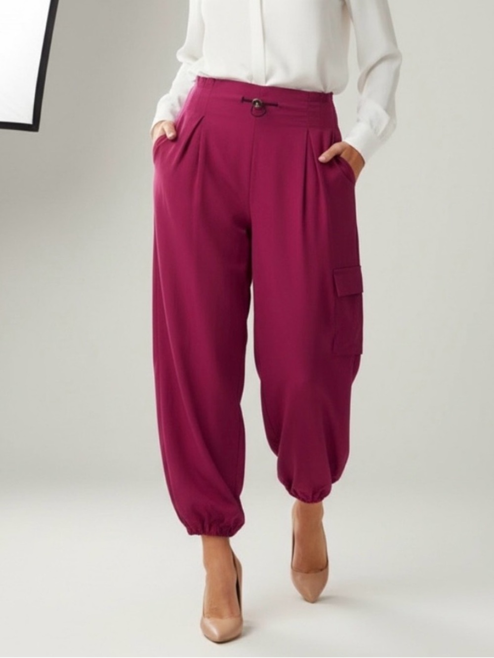 Carole Christian Women Pink Utility CargoJogger WideLeg Med 28"L, 48”WideLeg NWT